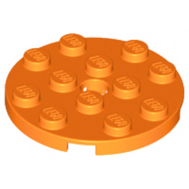 orange plate round 4 x 4 with hole