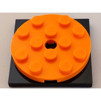 orange turntable 4 x 4 x 2 3 with black square base free-spinning 60474 61485