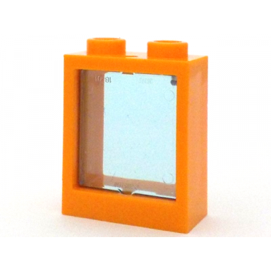 orange window 1 x 2 x 2 flat front with trans-light blue glass 60592 60601