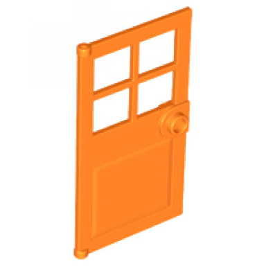 orange door 1 x 4 x 6 with 4 panes and stud handle