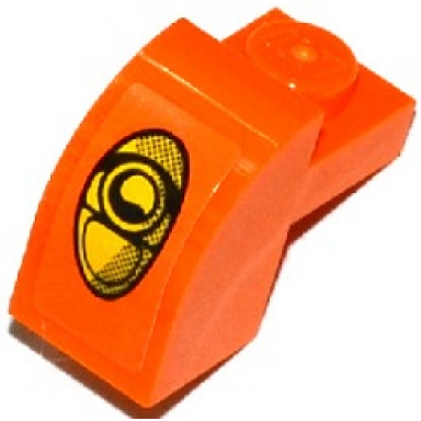 orange slope curved 2 x 1 x 1 1 3 with recessed stud with yellow headlight pattern sticker - set 75912