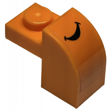 orange slope curved 2 x 1 x 1 1 3 with recessed stud with black smile pattern nemo mouth sticker - set 43226