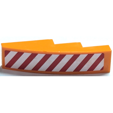 orange slope curved 4 x 1 with red and white danger stripes pattern left side sticker - set 7642