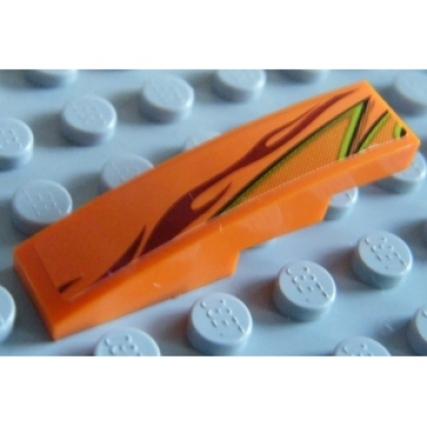 orange slope curved 4 x 1 with dark red flame and lime line pattern model left sticker - set 8484
