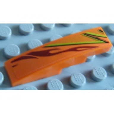 orange slope curved 4 x 1 with dark red flame and lime line pattern model right sticker - set 8484