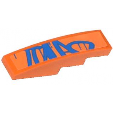 orange slope curved 4 x 1 with blue graffiti tag pattern sticker - set 70808