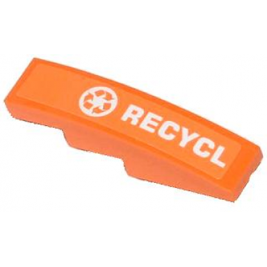 orange slope curved 4 x 1 with recycling arrows and recycl pattern sticker - set 70808