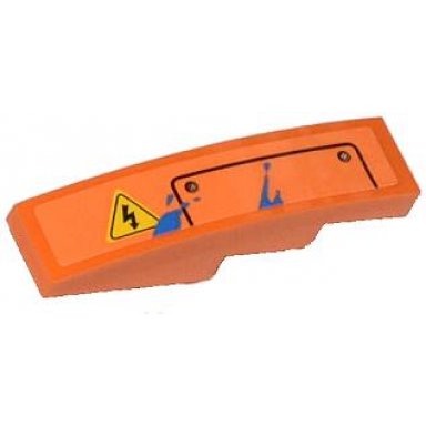orange slope curved 4 x 1 with electricity danger sign hatch and blue paint spots pattern model left side sticker - set 70808