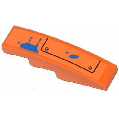 orange slope curved 4 x 1 with hatch and blue paint spots pattern model right side sticker - set 70808