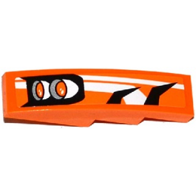orange slope curved 4 x 1 with black and white stripes and 2 orange headlights pattern model left side sticker - set 70224