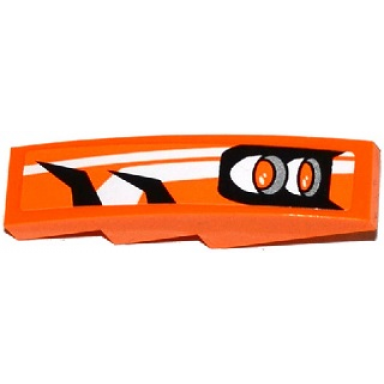 orange slope curved 4 x 1 with black and white stripes and 2 orange headlights pattern model right side sticker - set 70224