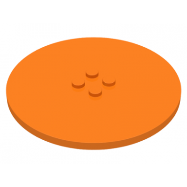 orange tile round 8 x 8 with 4 studs in center