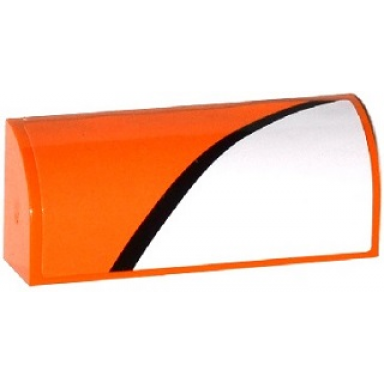 orange slope curved 1 x 4 x 1 1 3 with black stripe and white half pattern model left side sticker - set 75912