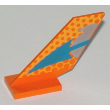 orange tail shuttle with blue arrow dot fade pattern