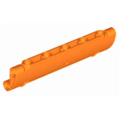 orange technic panel curved 11 x 3 with 2 pin holes through panel surface
