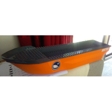 orange boat hull unitary 51 x 12 x 6 with side bulges with dark bluish gray top with arctic-5 pattern on 3 sides stickers - set 60062