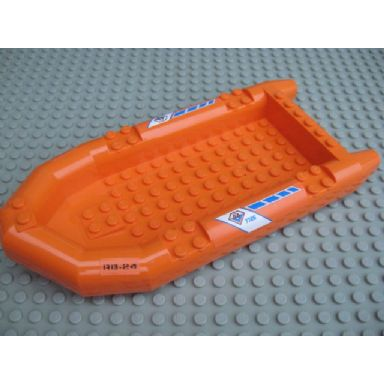 orange boat rubber raft large with rb-24 coast guard logo and blue diagonal stripes pattern on both sides stickers - set 7726