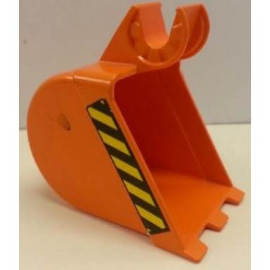 orange duplo toolo digger bucket with 3 teeth with black and yellow danger stripes pattern on both sides stickers - set 3590