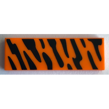 orange tile 1 x 3 with animal print black stripes pattern