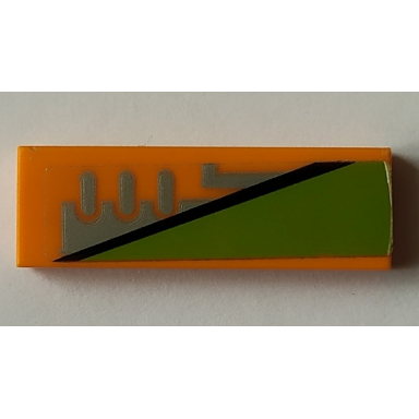 orange tile 1 x 3 with black and lime stripe and silver vents pattern model left side sticker - set 70355