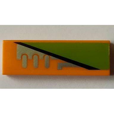 orange tile 1 x 3 with black and lime stripe and silver vents pattern model right side sticker - set 70355