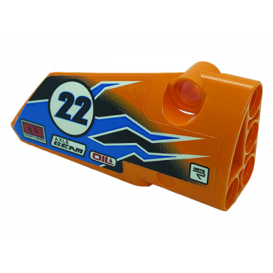 orange technic panel fairing 4 small smooth long side b with number 22 dark azure lightning logos oil axle beam moto and northern pattern sticker - set 42104