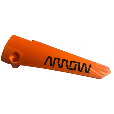 orange technic panel fairing 6 long smooth side b with black stylized arrow pattern sticker - set 42141