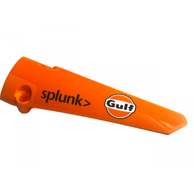 orange technic panel fairing 6 long smooth side b with gulf logo and black splunk> pattern sticker - set 42141