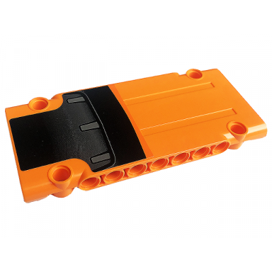 orange technic panel plate 5 x 11 x 1 with black and dark bluish gray air intake pattern sticker - set 42126