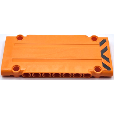 orange technic panel plate 5 x 11 x 1 with dark bluish gray danger stripes pattern sticker - set 42052