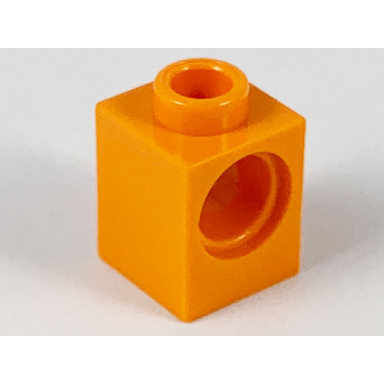 orange technic brick 1 x 1 with hole