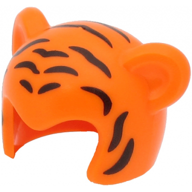 orange minifigure headgear cap cat with black tiger stripes pattern
