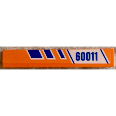 orange tile 1 x 6 with blue stripes and 60011 on white and orange background pattern model left side sticker - set 60011
