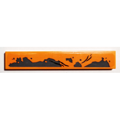 orange tile 1 x 6 with dark bluish gray mud splotches pattern sticker - set 76079