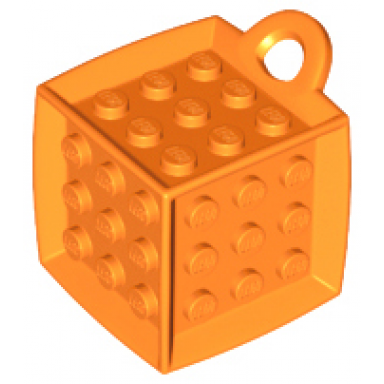 orange bag tag cube with 3 x 3 studs on all sides