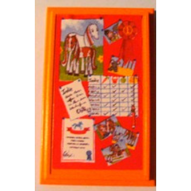orange scala wall panel 6 x 10 with bulletin board and horse pictures pattern sticker - set 3124