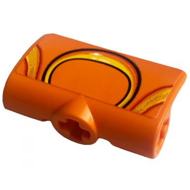 orange technic panel curved 2 x 3 x 1 with yellow ring of flames with black outline pattern sticker - set 42135