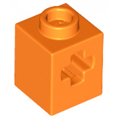 orange technic brick 1 x 1 with axle hole
