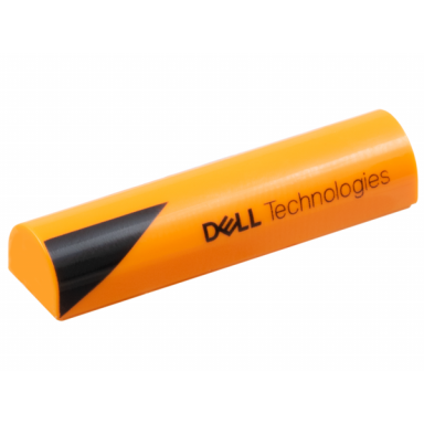 orange slope curved 1 x 4 x 2 3 double with black triangle and dell technologies pattern model left side