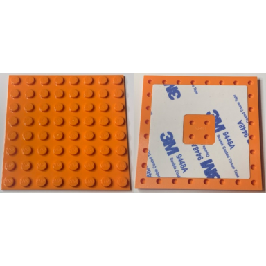 orange plate modified 8 x 8 with double-sided adhesive tape on back