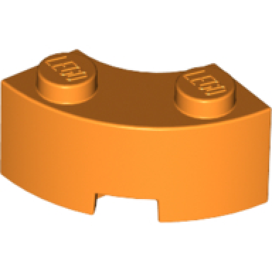 orange brick round corner 2 x 2 macaroni with stud notch and reinforced underside