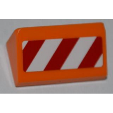 orange slope 30 1 x 2 x 2 3 with red and white danger stripes pattern model left side sticker - set 4434