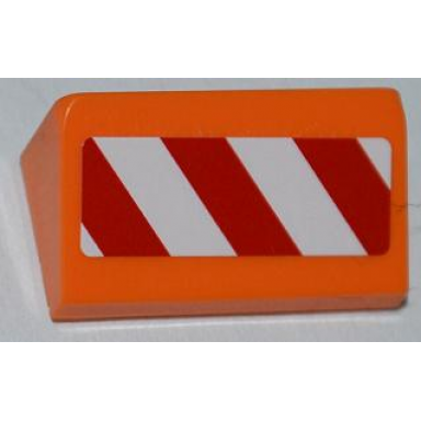 orange slope 30 1 x 2 x 2 3 with red and white danger stripes pattern model right side sticker - set 4434