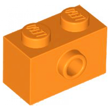 orange brick modified 1 x 2 with stud on side