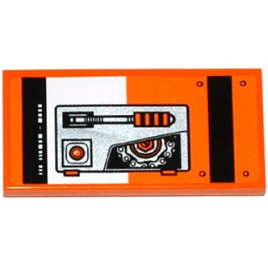 orange tile 2 x 4 with lever orange light sprocket and chain pattern sticker - set 70224