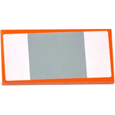 orange tile 2 x 4 with light bluish gray square and 2 white rectangles pattern sticker - set 75912