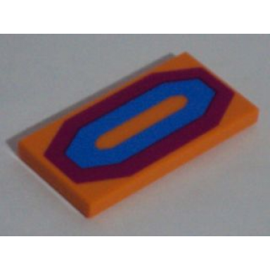 orange tile 2 x 4 with magenta and medium azure octagonal carpet pattern sticker - set 71006