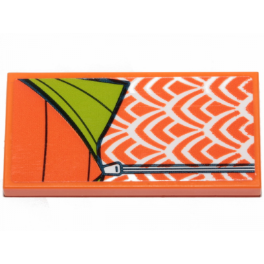orange tile 2 x 4 with orange and lime sleeping bag pattern sticker - set 41424