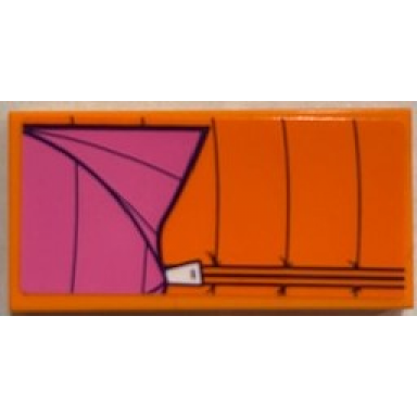 orange tile 2 x 4 with dark pink and orange sleeping bag pattern sticker - set 41339