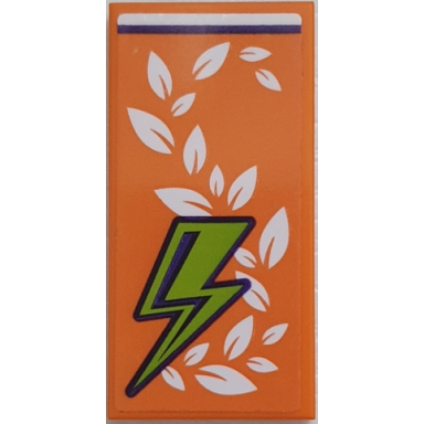 orange tile 2 x 4 with orange blanket with white leaves and lime lightning bolt pattern sticker - set 41327